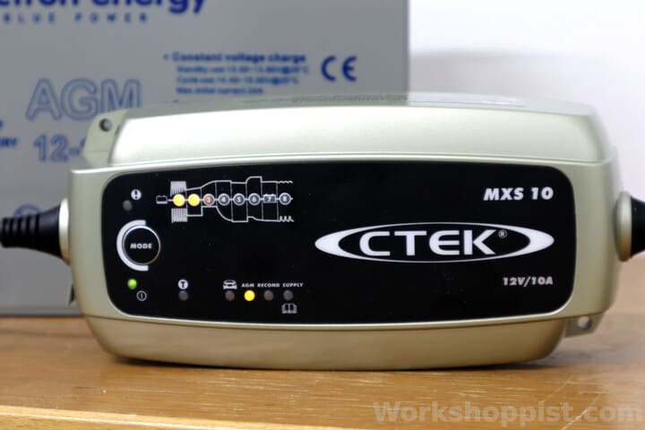 A smart battery charger with an AGM mode charging an AGM battery